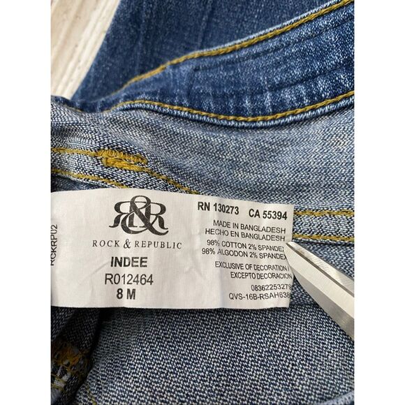 Rock & Republic INDEE Jeans Straight Leg Distressed Paint Splatter Women’s Sz 8M - Picture 6 of 6